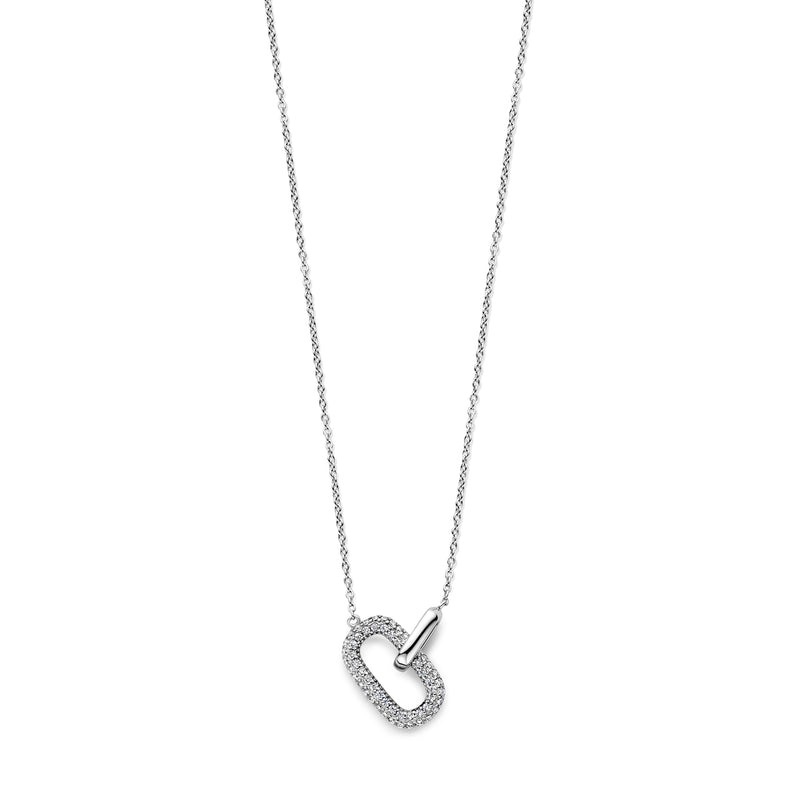 vDam Ketting Zirkonia 1,2 Mm 42 + 4 Cm Zilver Gerhodineerd 1338137