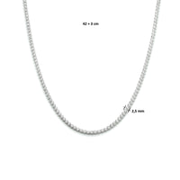vDam Ketting Zirkonia 2,5 Mm 42cm + 3 Cm Zilver Gerhodineerd 1334313  42cm