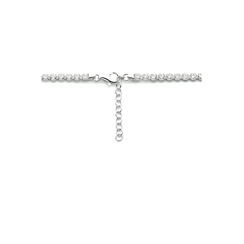 vDam Ketting Zirkonia 3,1 Mm 42cm + 3 Cm Zilver Gerhodineerd 1334312  42cm