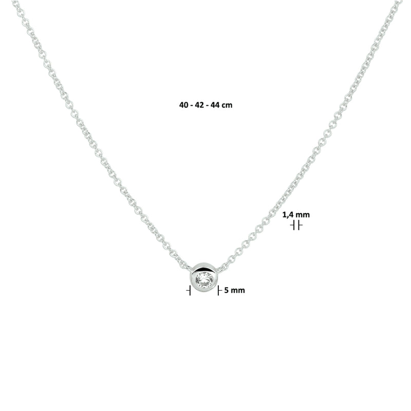 vDam Ketting Zirkonia 40cm - 42 - 44 Cm Zilver Gerhodineerd 1332858  40cm