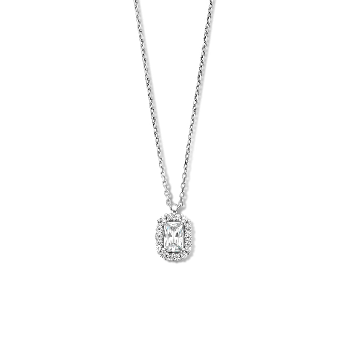 vDam Ketting Zirkonia 41 + 4 Cm Halo Zilver Gerhodineerd 1335364