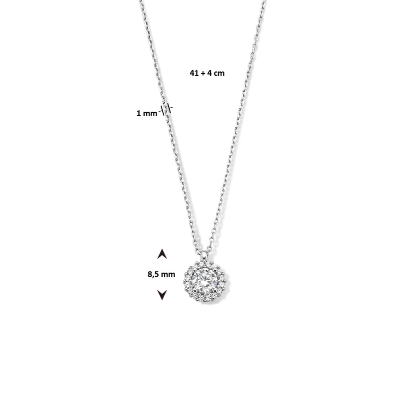 vDam Ketting Zirkonia 41cm + 4 Cm Halo Zilver Gerhodineerd 1335623  41cm