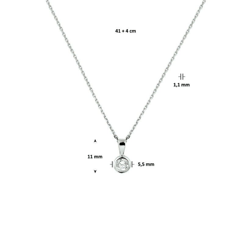 vDam Ketting Zirkonia 41cm + 4 Cm Zilver Gerhodineerd 1329191  41cm