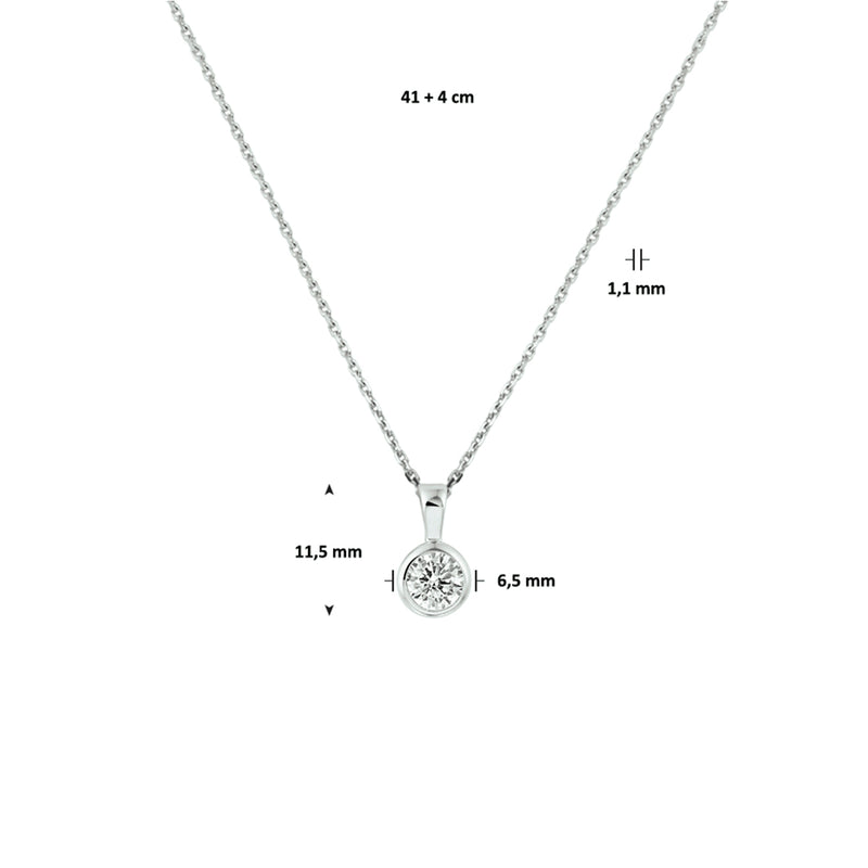 vDam Ketting Zirkonia 41cm + 4 Cm Zilver Gerhodineerd 1329192  41cm