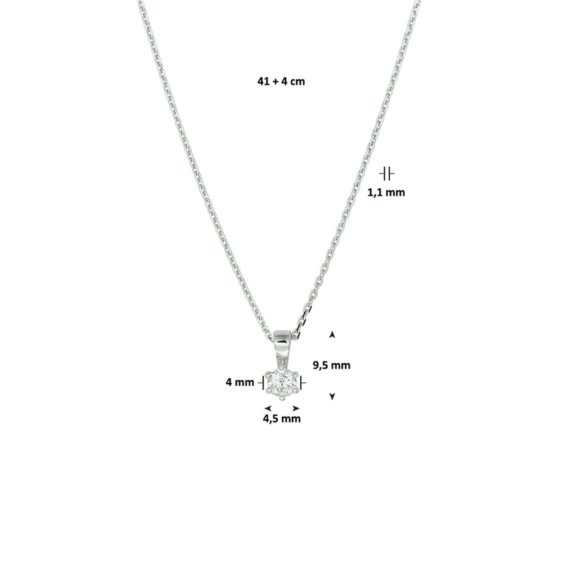 vDam Ketting Zirkonia 41cm + 4 Cm Zilver Gerhodineerd 1329482  41cm