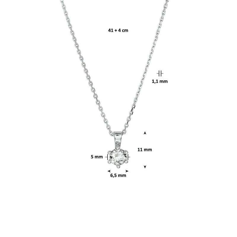 vDam Ketting Zirkonia 41cm + 4 Cm Zilver Gerhodineerd 1329483  41cm