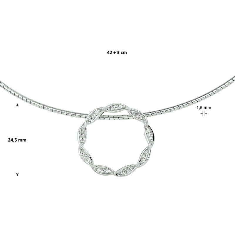 vDam Ketting Zirkonia 42cm + 3 Cm Zilver Gerhodineerd 1328354  42cm