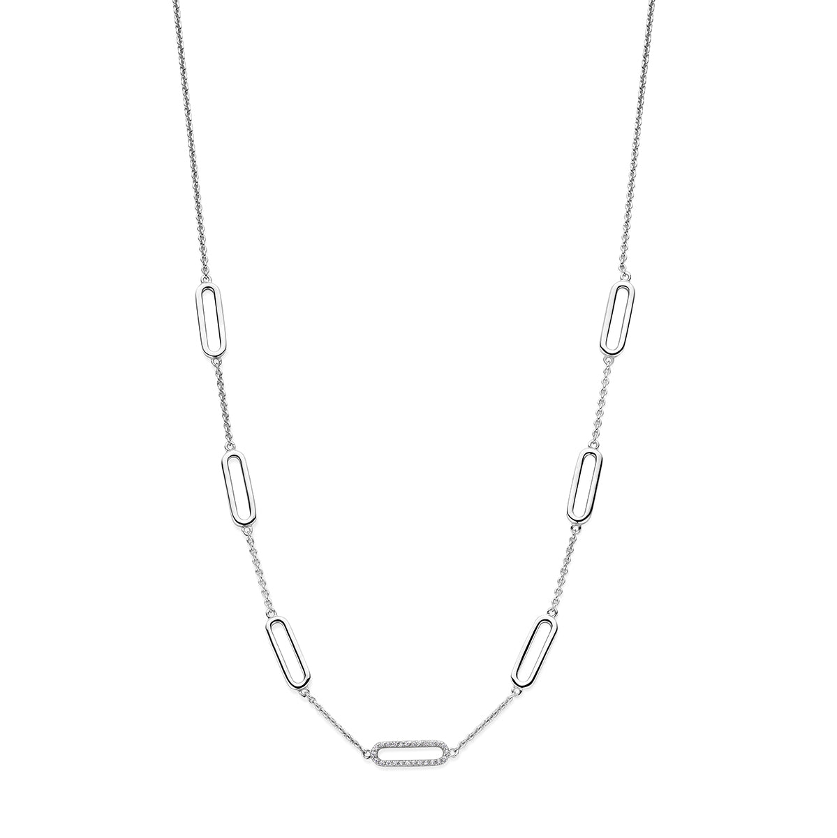 vDam Ketting Zirkonia 42 + 3 Cm Zilver Gerhodineerd 1337893
