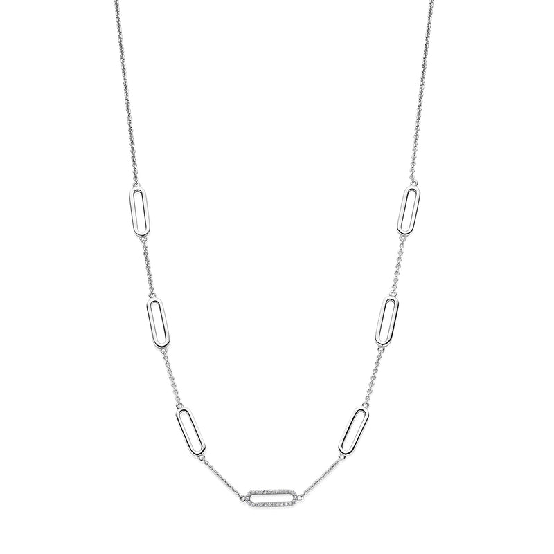 vDam Ketting Zirkonia 42 + 3 Cm Zilver Gerhodineerd 1337893