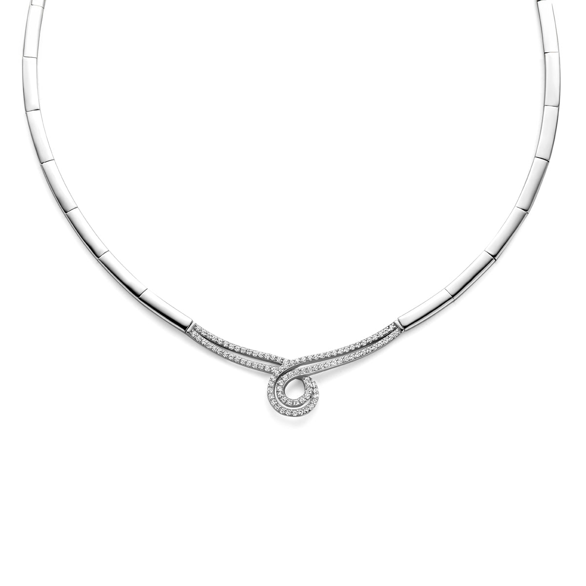 vDam Ketting Zirkonia 42 + 3 Cm Zilver Gerhodineerd 1340693
