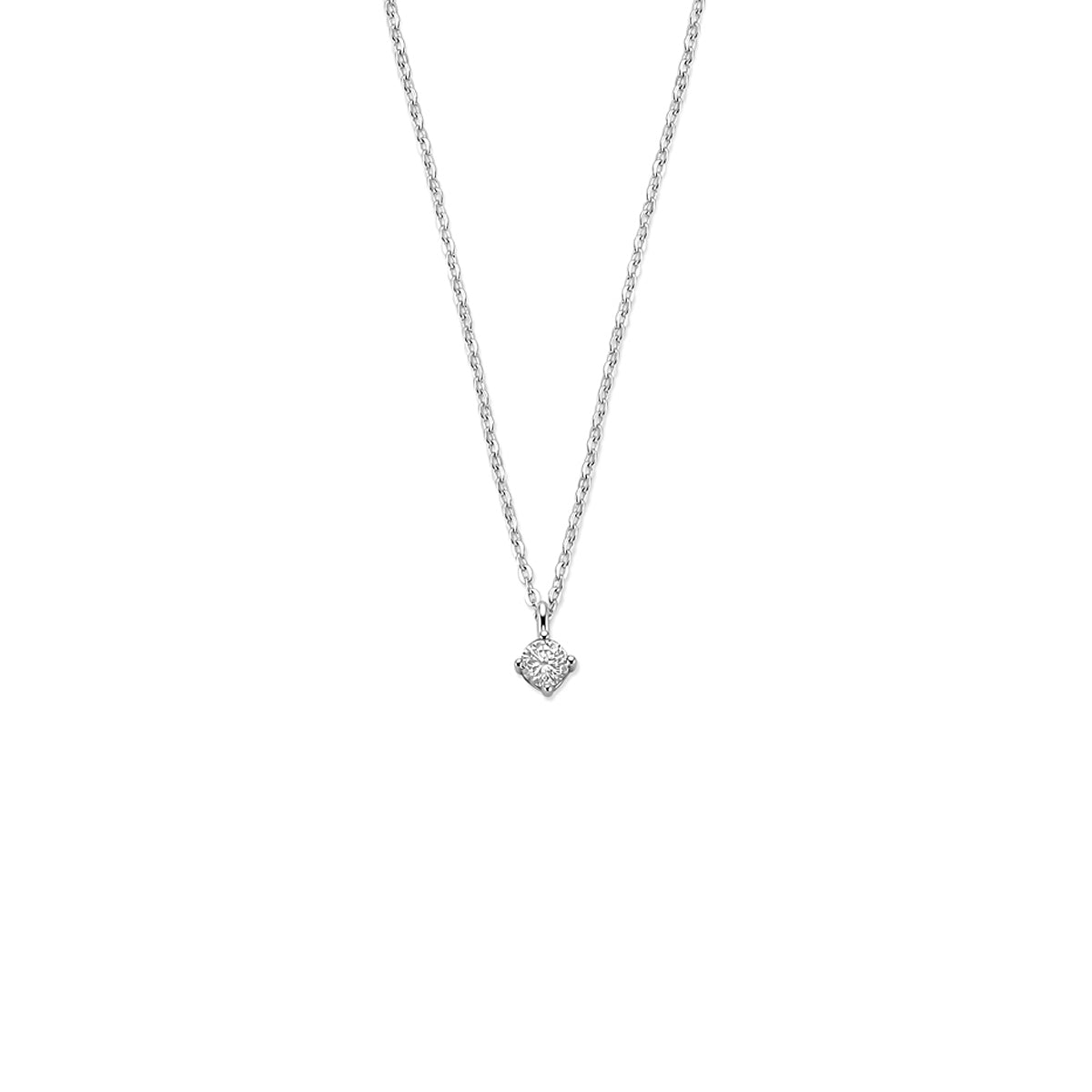 vDam Ketting Zirkonia 42 + 3 Cm Zilver Gerhodineerd 1341377