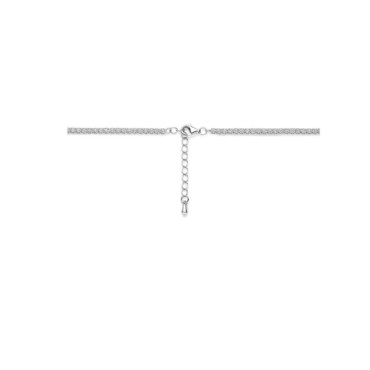 vDam Ketting Zirkonia 42cm + 3 Cm Zilver Gerhodineerd 1341509  42cm