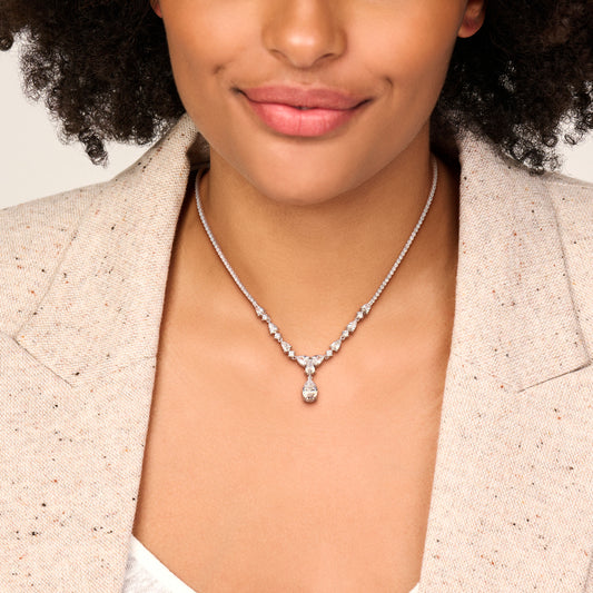 vDam Ketting Zirkonia 42cm + 3 Cm Zilver Gerhodineerd 1341509  42cm