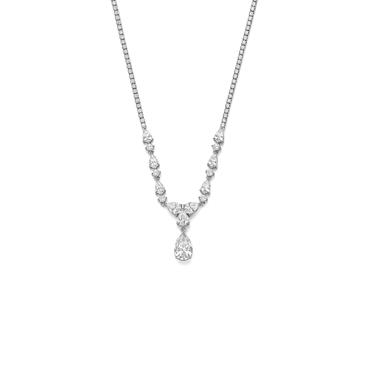 vDam Ketting Zirkonia 42 + 3 Cm Zilver Gerhodineerd 1341509
