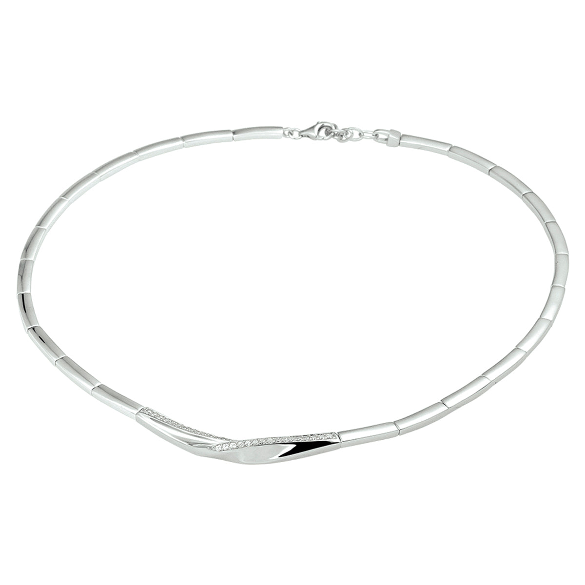 vDam Ketting Zirkonia 43cm + 3 Cm Zilver Gerhodineerd 1328260  43cm