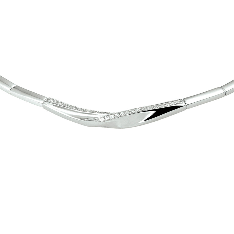 vDam Ketting Zirkonia 43 + 3 Cm Zilver Gerhodineerd 1328260