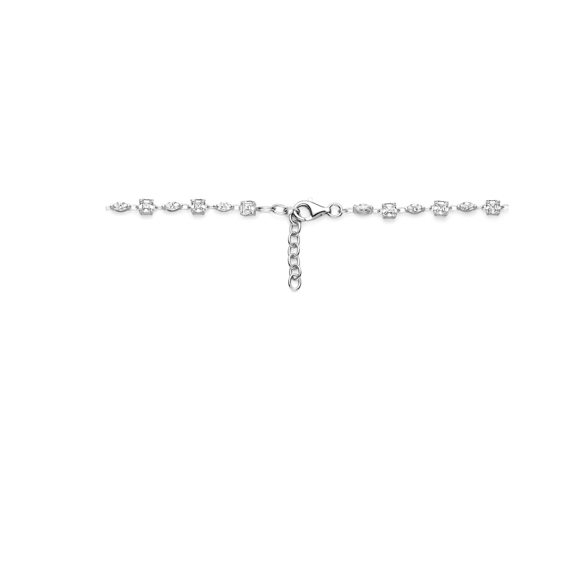 vDam Ketting Zirkonia 44cm + 3 Cm Zilver Gerhodineerd 1338959  44cm