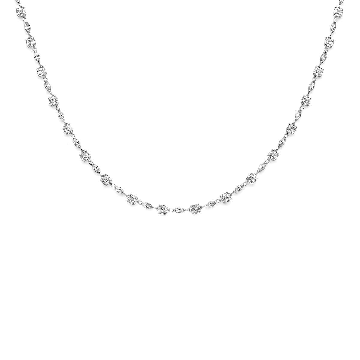 vDam Ketting Zirkonia 44 + 3 Cm Zilver Gerhodineerd 1338959