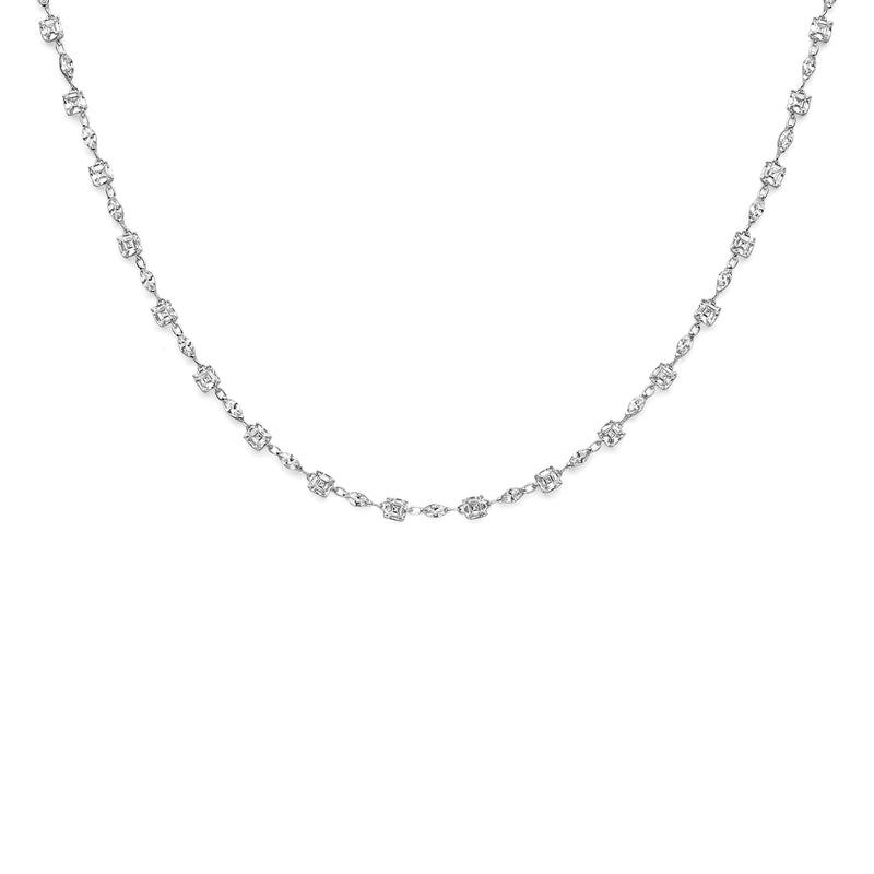 vDam Ketting Zirkonia 44 + 3 Cm Zilver Gerhodineerd 1338959