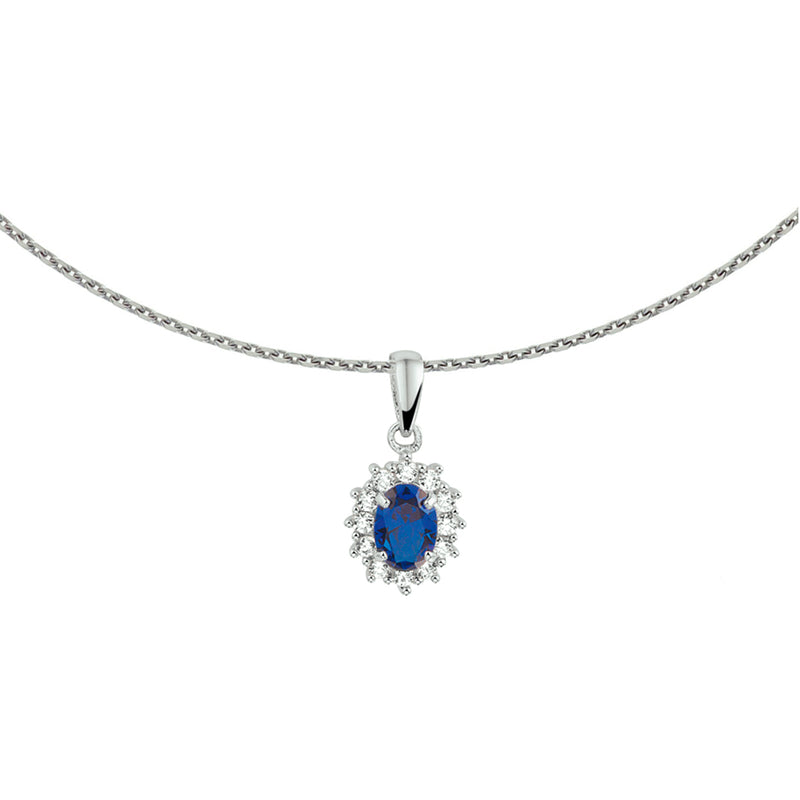 vDam Ketting Zirkonia En Synth Saffier 41+4 Cm Zilver Gerhodineerd 1327952