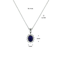 vDam Ketting Zirkonia En Synth Saffier 41cm+4 Cm Zilver Gerhodineerd 1330137  41cm
