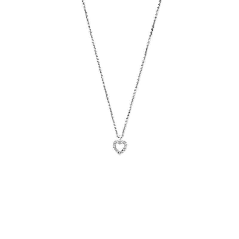 vDam Ketting Zirkonia Hartje 41 - 43 - 45 Cm Zilver Gerhodineerd 1341268