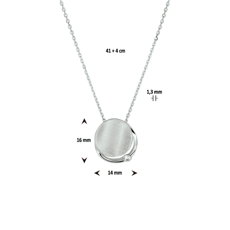 vDam Ketting Zirkonia Poli/mat 41cm + 4 Cm Zilver Gerhodineerd 1329896  41cm
