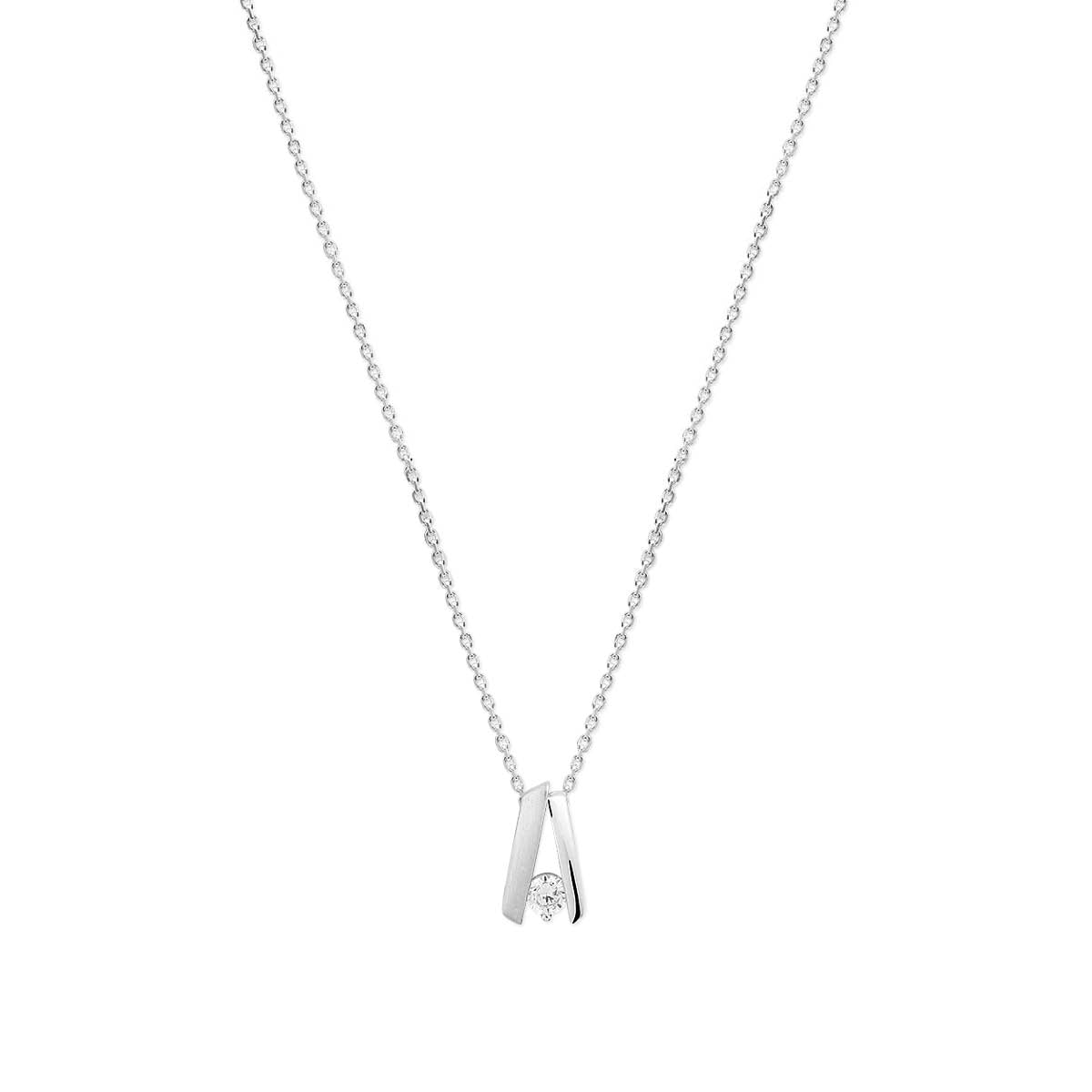 vDam Ketting Zirkonia Poli/mat 41 + 4 Cm Zilver Gerhodineerd 1340240