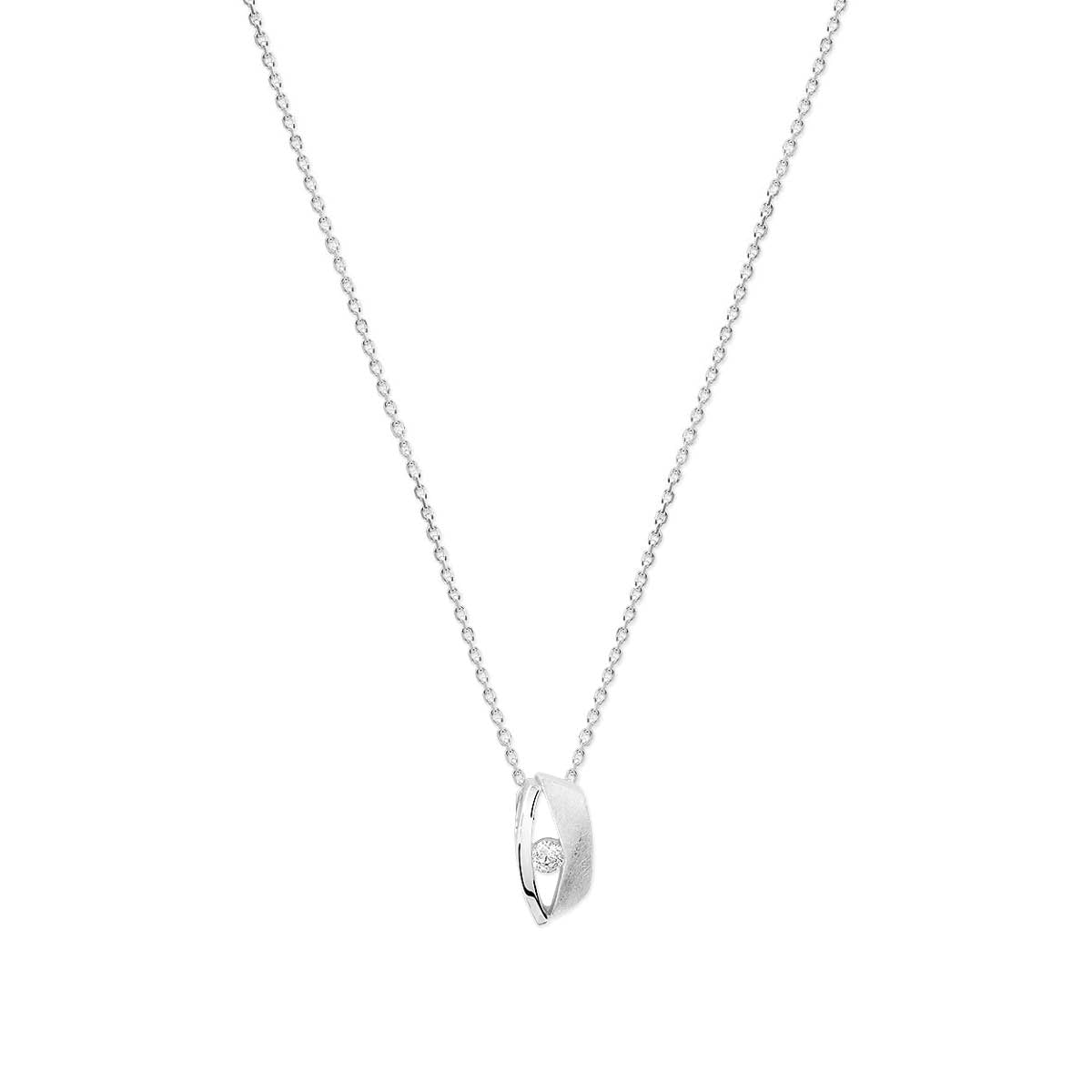 vDam Ketting Zirkonia Poli/mat 41 + 4 Cm Zilver Gerhodineerd 1340068