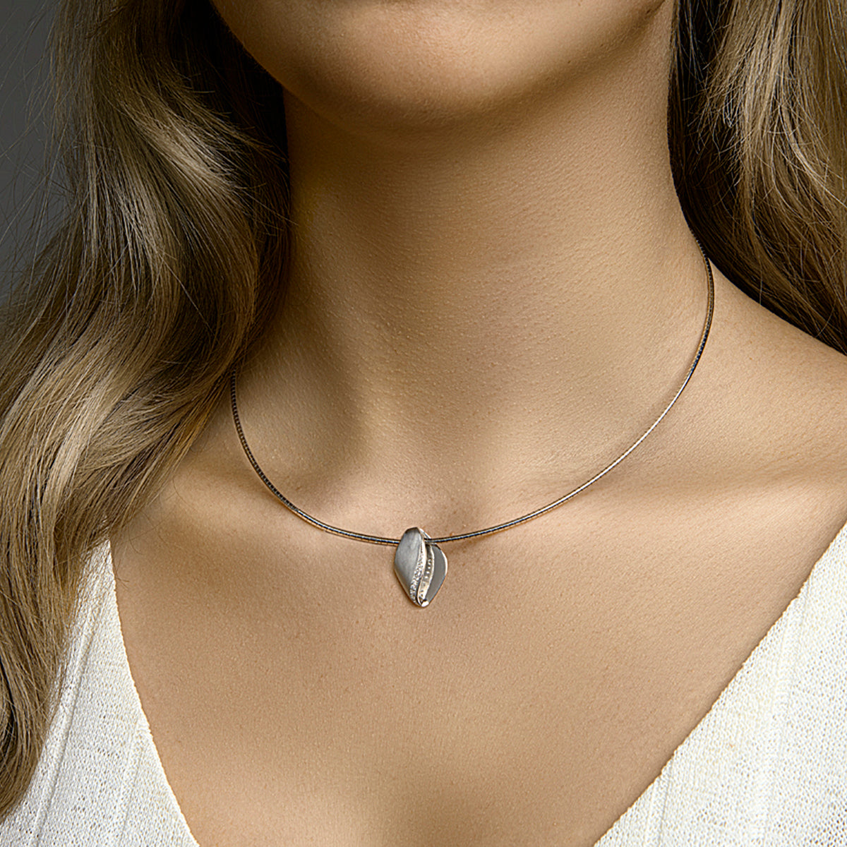 vDam Ketting Zirkonia Poli/mat 42cm + 3 Cm Zilver Gerhodineerd 1332832  42cm