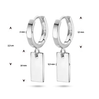 vDam Klapoorring Hanger Rechthoek Zilver Gerhodineerd 1336322