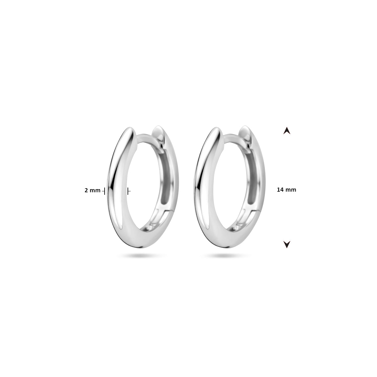 vDam Klapoorringen 2,0 Mm Zilver Gerhodineerd 1339836