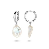 vDam Klapoorringen Barok Parel 24 Mm Zilver Gerhodineerd 1340987