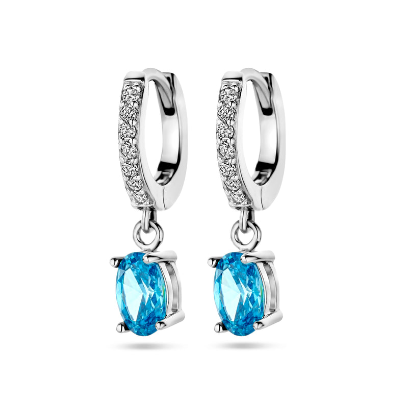 vDam Klapoorringen Blauw En Wit Zirkonia Zilver Gerhodineerd 1338782