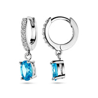 vDam Klapoorringen Blauw En Wit Zirkonia Zilver Gerhodineerd 1338782