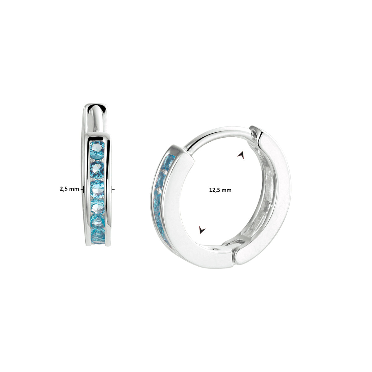 vDam Klapoorringen Blauw Zirkonia Zilver Gerhodineerd 1333001