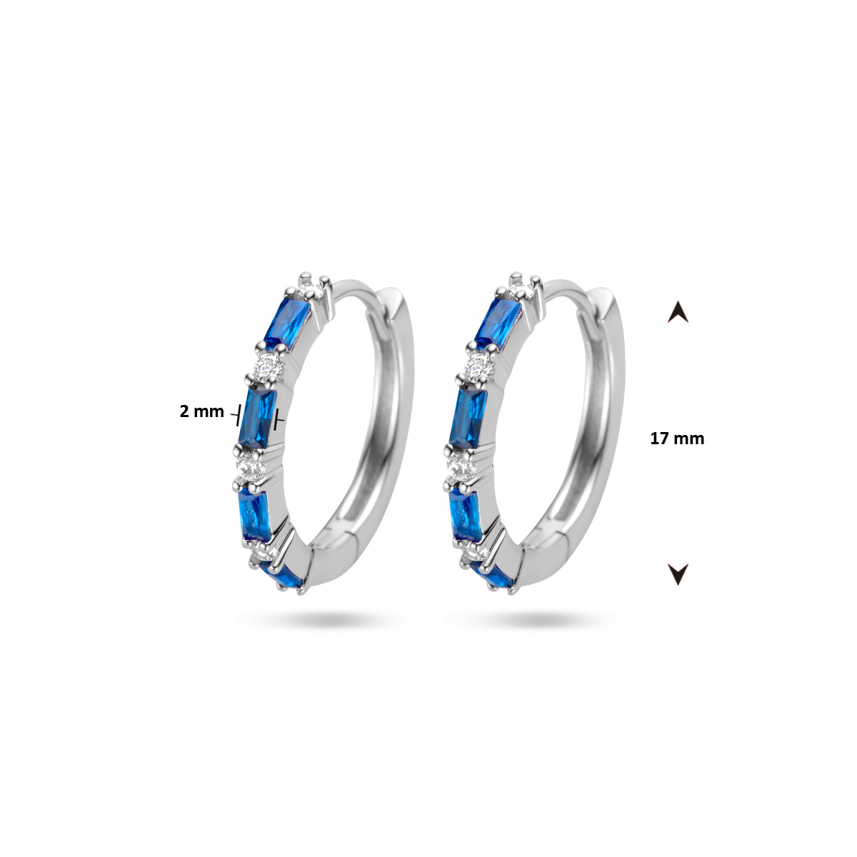 vDam Klapoorringen Blauw Zirkonia Zilver Gerhodineerd 1336314