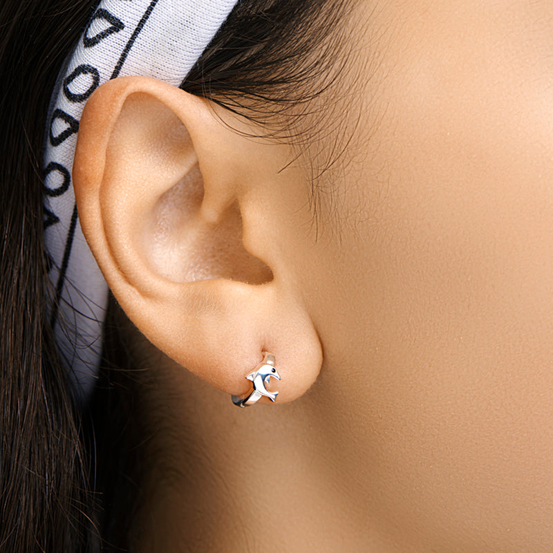 vDam Klapoorringen Dolfijn Zilver Wit 1015872