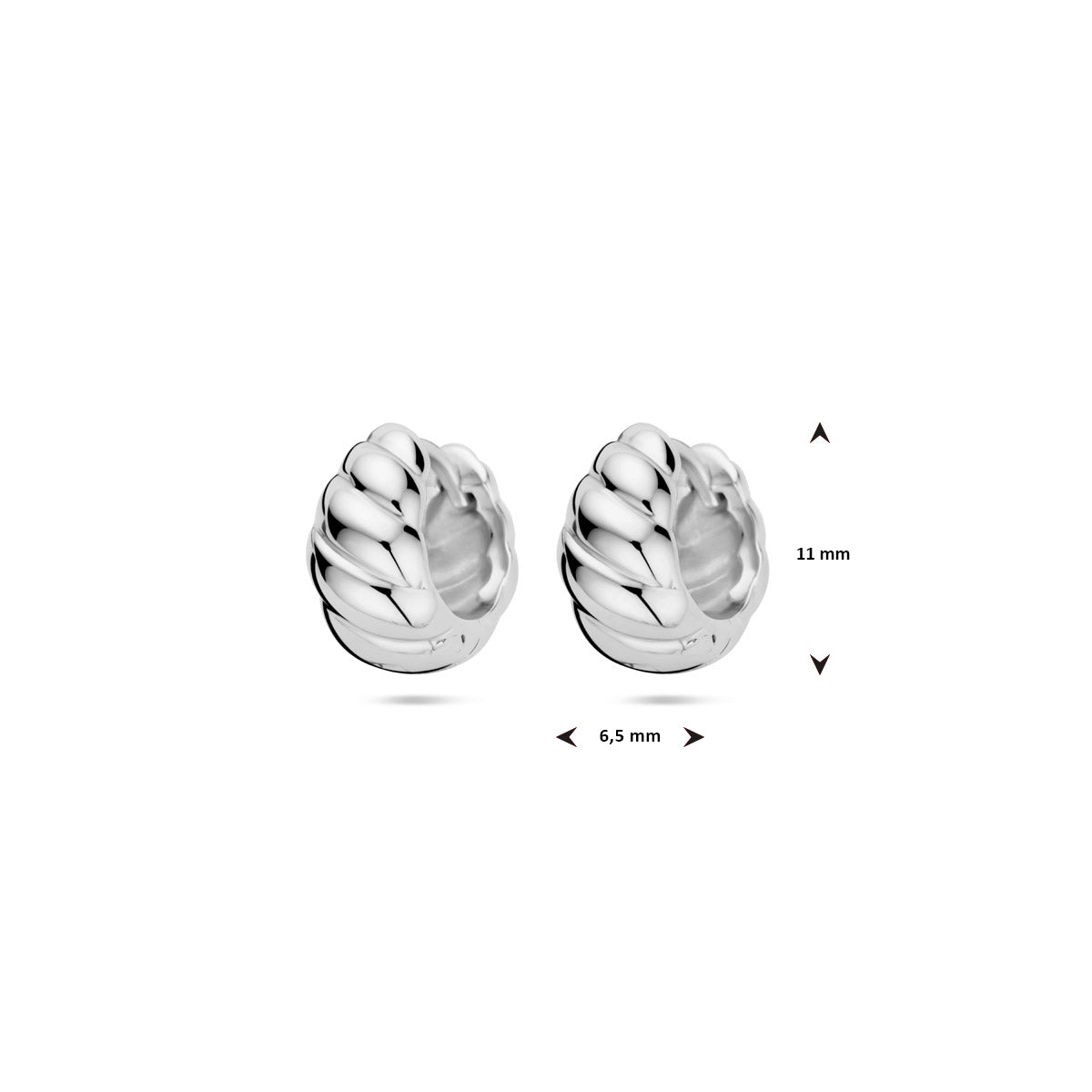 vDam Klapoorringen Gedraaid 6,5 Mm Zilver Gerhodineerd 1339852