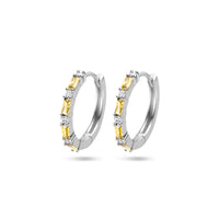 vDam Klapoorringen Geel En Wit Zirkonia Zilver Gerhodineerd 1336315