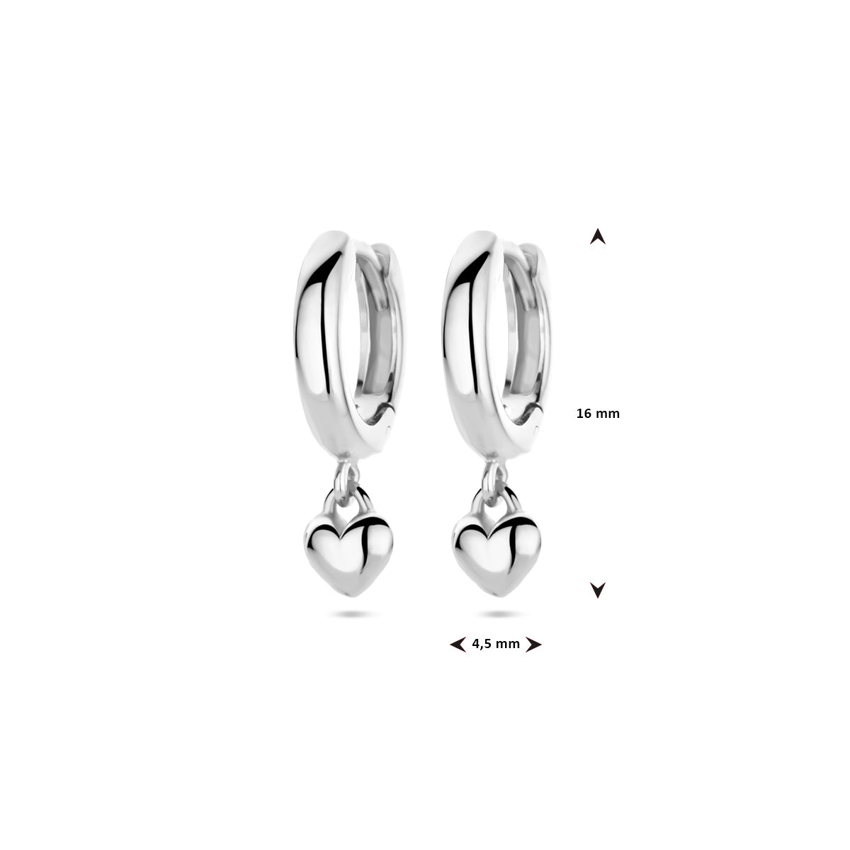 vDam Klapoorringen Hanger Hartje 16 Mm Zilver Gerhodineerd 1339858