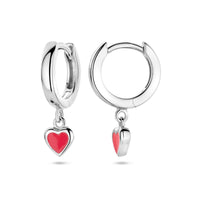 vDam Klapoorringen Hart Rood Emaille 18 Mm Zilver Gerhodineerd 1339914