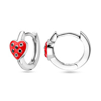 vDam Klapoorringen Hart Rood En Zwart Emaille Zilver Gerhodineerd 1339085