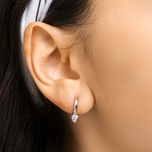 vDam Klapoorringen Hart Roze Zirkonia Zilver Gerhodineerd 1328279