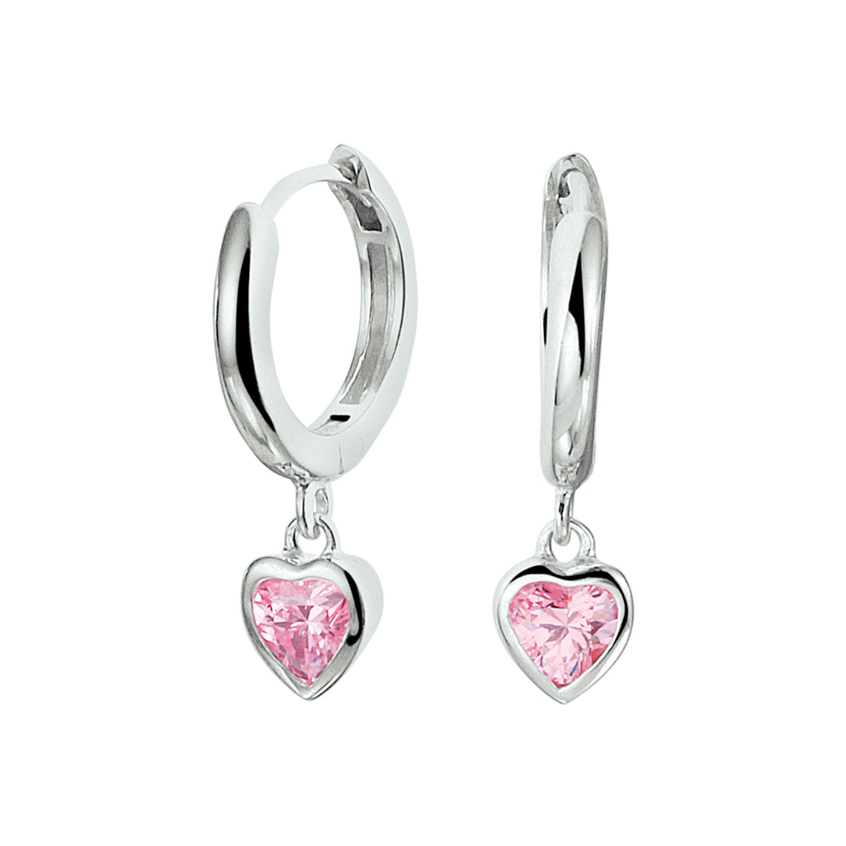 vDam Klapoorringen Hart Roze Zirkonia Zilver Gerhodineerd 1328281