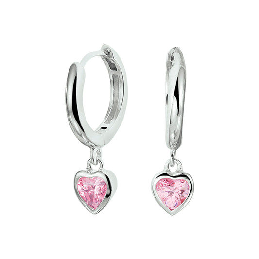 vDam Klapoorringen Hart Roze Zirkonia Zilver Gerhodineerd 1328281