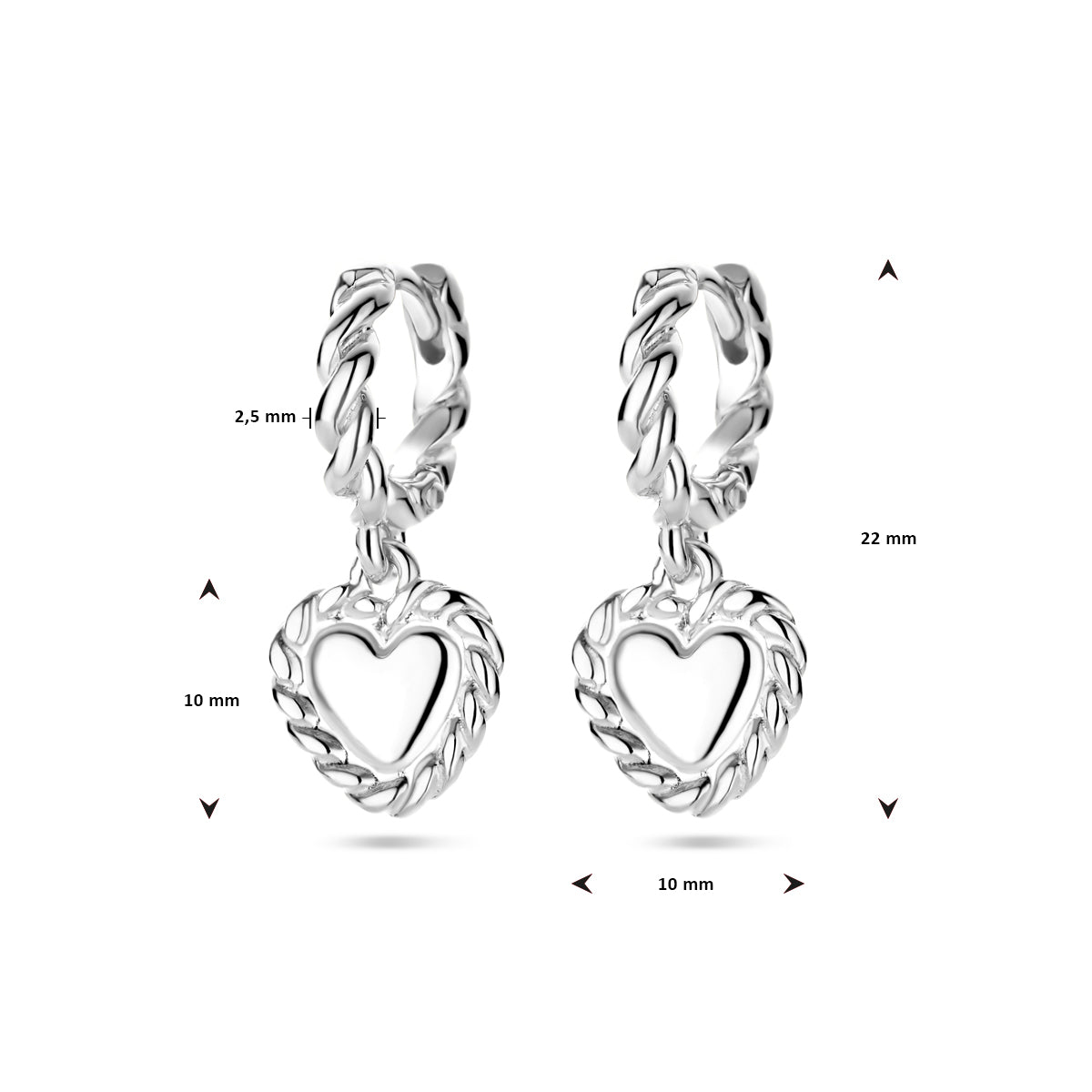 vDam Klapoorringen Hart Zilver Gerhodineerd 1338568