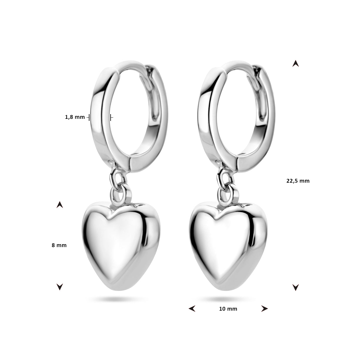 vDam Klapoorringen Hart Zilver Gerhodineerd 1338669