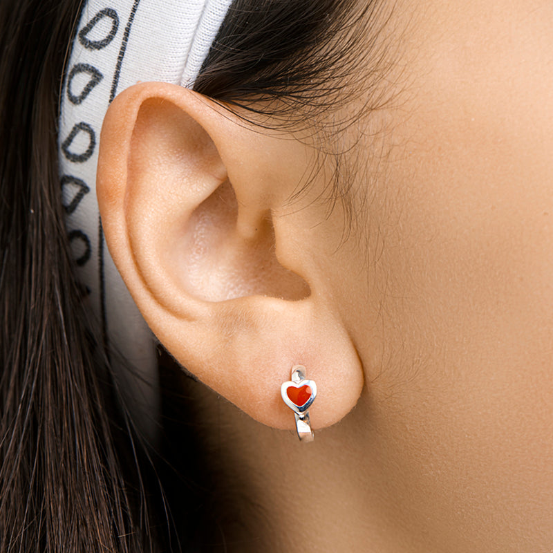 vDam Klapoorringen Hart Zilver Wit 1020997