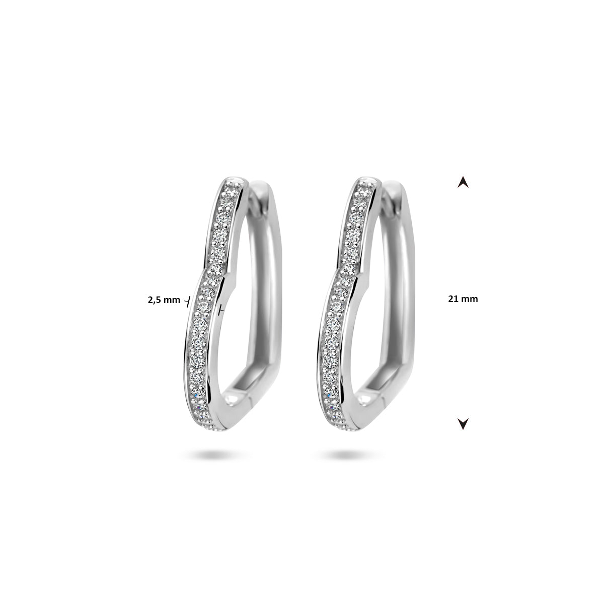 vDam Klapoorringen Hart Zirkonia 21 Mm Zilver Gerhodineerd 1339808